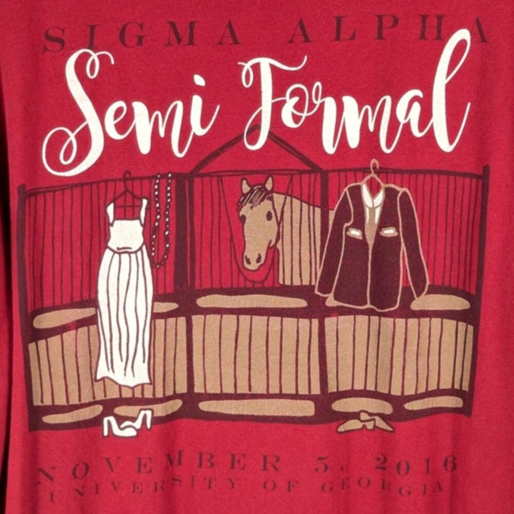 Sigma Alpha Sorority M Long Sleeve Shirt UGA Semi Formal 2016 Red Graphic Tee